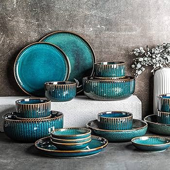 Halekulani　　  SOLAR 食器セット Amazon.co.jp: 50個の炻器食器セット、青磁器食器セット